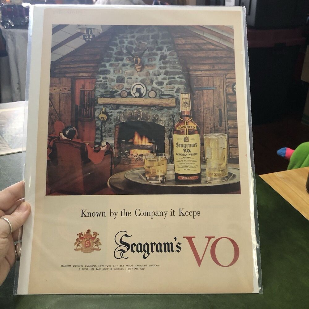 Vintage 50s Double Ad For Seagrams VO Canadian Whiskey & Chevrolet Car Parts 